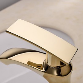 Ti-Pvd Finish Solid Brass Single Handle Centerset Bathroom Sink Faucet