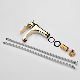 Ti-Pvd Finish Solid Brass Single Handle Centerset Bathroom Sink Faucet