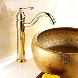 Ti-Pvd Finish Solid Brass Single Handle Centerset Bathroom Sink Faucet