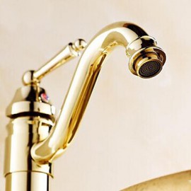 Ti-Pvd Finish Solid Brass Single Handle Centerset Bathroom Sink Faucet