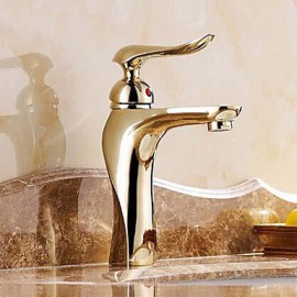 Ti-Pvd Finish Solid Brass Single Handle Centerset Bathroom Sink Faucet