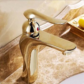 Ti-Pvd Finish Solid Brass Single Handle Centerset Bathroom Sink Faucet