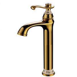 Ti-Pvd Finish Solid Brass Single Handle Centerset Bathroom Sink Faucet