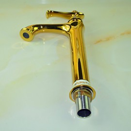 Ti-Pvd Finish Solid Brass Single Handle Centerset Bathroom Sink Faucet