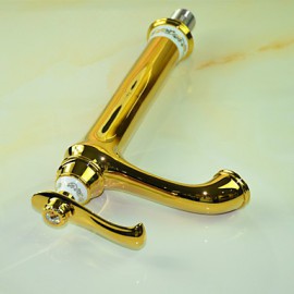 Ti-Pvd Finish Solid Brass Single Handle Centerset Bathroom Sink Faucet