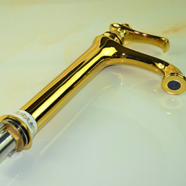 Ti-Pvd Finish Solid Brass Single Handle Centerset Bathroom Sink Faucet