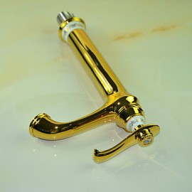 Ti-Pvd Finish Solid Brass Single Handle Centerset Bathroom Sink Faucet