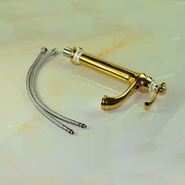 Ti-Pvd Finish Solid Brass Single Handle Centerset Bathroom Sink Faucet