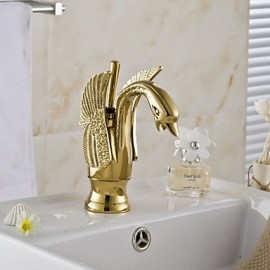Ti-Pvd Finish Solid Brass Single Handle Centerset Bathroom Sink Faucet