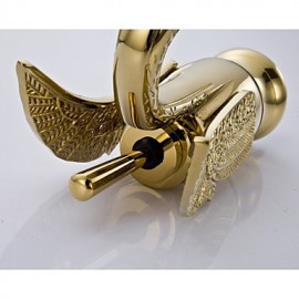 Ti-Pvd Finish Solid Brass Single Handle Centerset Bathroom Sink Faucet