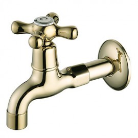 Ti-Pvd Finish Wall-Mount Antique Style Brass Bathroom Sink Faucet (Washing Machine Faucet)