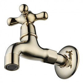 Ti-Pvd Finish Wall-Mount Antique Style Brass Bathroom Sink Faucet (Washing Machine Faucet)