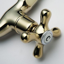 Ti-Pvd Finish Wall-Mount Antique Style Brass Bathroom Sink Faucet (Washing Machine Faucet)