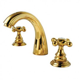 Ti-Pvd Widespread Two Handles Bathroom Sink Faucet