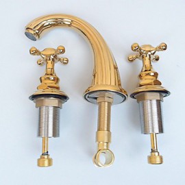 Ti-Pvd Widespread Two Handles Bathroom Sink Faucet