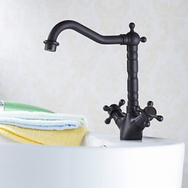 Traditional Centerset Oil-Rubbed Bronze Finish Two Handles Bathroom Sink Faucet