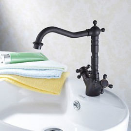 Traditional Centerset Oil-Rubbed Bronze Finish Two Handles Bathroom Sink Faucet