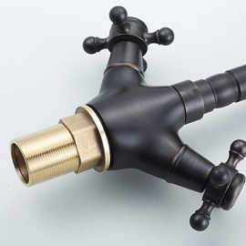 Traditional Centerset Oil-Rubbed Bronze Finish Two Handles Bathroom Sink Faucet
