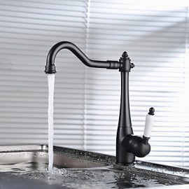 Traditional Period Single Ceramic Lever Kitchen Sink Faucet Mixer Tap Black Oil Rubbed Bronze