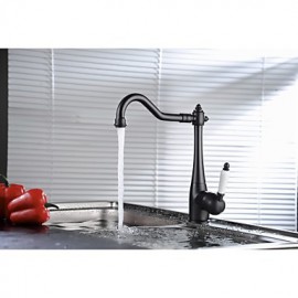 Traditional Period Single Ceramic Lever Kitchen Sink Faucet Mixer Tap Black Oil Rubbed Bronze