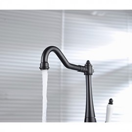 Traditional Period Single Ceramic Lever Kitchen Sink Faucet Mixer Tap Black Oil Rubbed Bronze