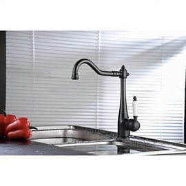 Traditional Period Single Ceramic Lever Kitchen Sink Faucet Mixer Tap Black Oil Rubbed Bronze