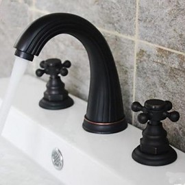 Traditional Style Oil-Rubbed Bronze Finish Two Handles Bathroom Sink Faucet