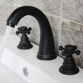 Traditional Style Oil-Rubbed Bronze Finish Two Handles Bathroom Sink Faucet
