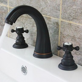 Traditional Style Oil-Rubbed Bronze Finish Two Handles Three Holes Bathroom Sink Faucet