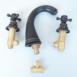 Traditional Style Oil-Rubbed Bronze Finish Two Handles Three Holes Bathroom Sink Faucet