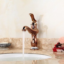 Transitional Chrome Rose Gold Brass Hot And Cold Single Handle Bathroom Sink Faucet Basin Mixer