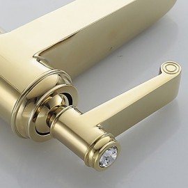 Transitional Gloden Brass Hot And Cold Single Handle Bathroom Sink Faucet Basin Mixer