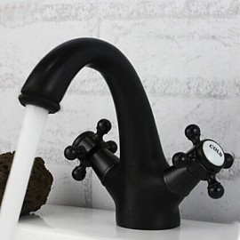 Two Handles Oil-Rubbed Bronze Finish Classic Brass Bathroom Sink Faucet