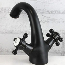 Two Handles Oil-Rubbed Bronze Finish Classic Brass Bathroom Sink Faucet