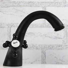 Two Handles Oil-Rubbed Bronze Finish Classic Brass Bathroom Sink Faucet