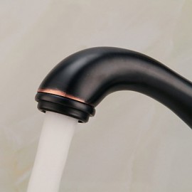 Vintage Oil-Rubbed Bronze Single Handle Countertop Brass Bathroom Sink Faucet - Black
