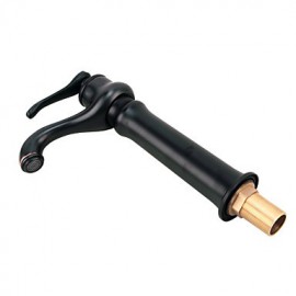 Vintage Oil-Rubbed Bronze Single Handle Countertop Brass Bathroom Sink Faucet - Black