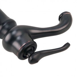 Vintage Oil-Rubbed Bronze Single Handle Countertop Brass Bathroom Sink Faucet - Black