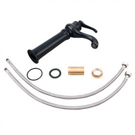 Vintage Oil-Rubbed Bronze Single Handle Countertop Brass Bathroom Sink Faucet - Black