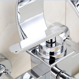 Wall Mounted Chromed Contempo Roman Bathroom Waterfall Faucet With Hand Shower