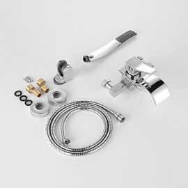 Wall Mounted Chromed Contempo Roman Bathroom Waterfall Faucet With Hand Shower