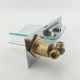 Wall Mounted Chromed Copper Waterfall Bathroom Sink Faucet - Silver