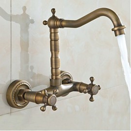 Wall Mounted Double-Handle Antique Bathroom Basin Or Bathtub Faucet