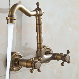 Wall Mounted Double-Handle Antique Bathroom Basin Or Bathtub Faucet