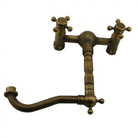 Wall Mounted Double-Handle Antique Bathroom Basin Or Bathtub Faucet