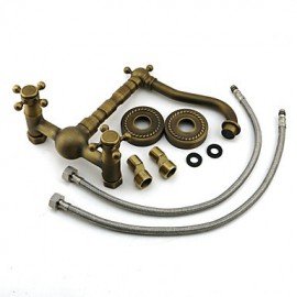Wall Mounted Double-Handle Antique Bathroom Basin Or Bathtub Faucet