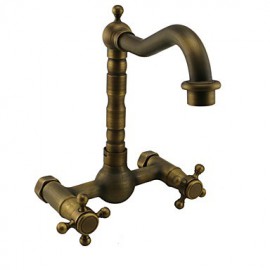 Wall Mounted Double-Handle Antique Bathroom Basin Or Bathtub Faucet