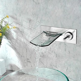 Wall Mounted Nickel Copper Waterfall Bathroom Sink Faucet