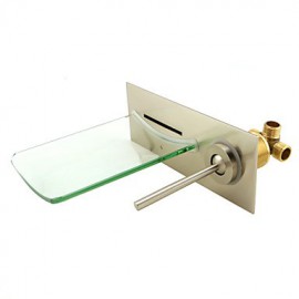 Wall Mounted Nickel Copper Waterfall Bathroom Sink Faucet
