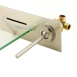 Wall Mounted Nickel Copper Waterfall Bathroom Sink Faucet
